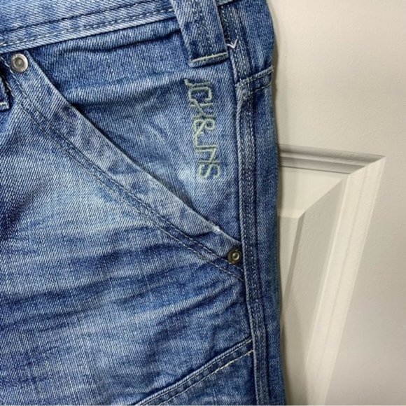 Jack Jones 1975 Men Jeans Sz 34 Blue Distressed Button Fly Street - Picture 6 of 15